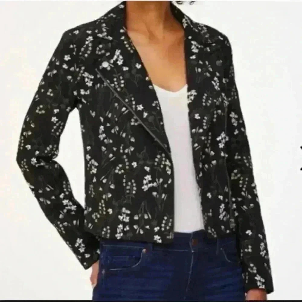 LOFT OUTLET FLORAL PRINT MOTO BLAZER JACKET SIZE 4